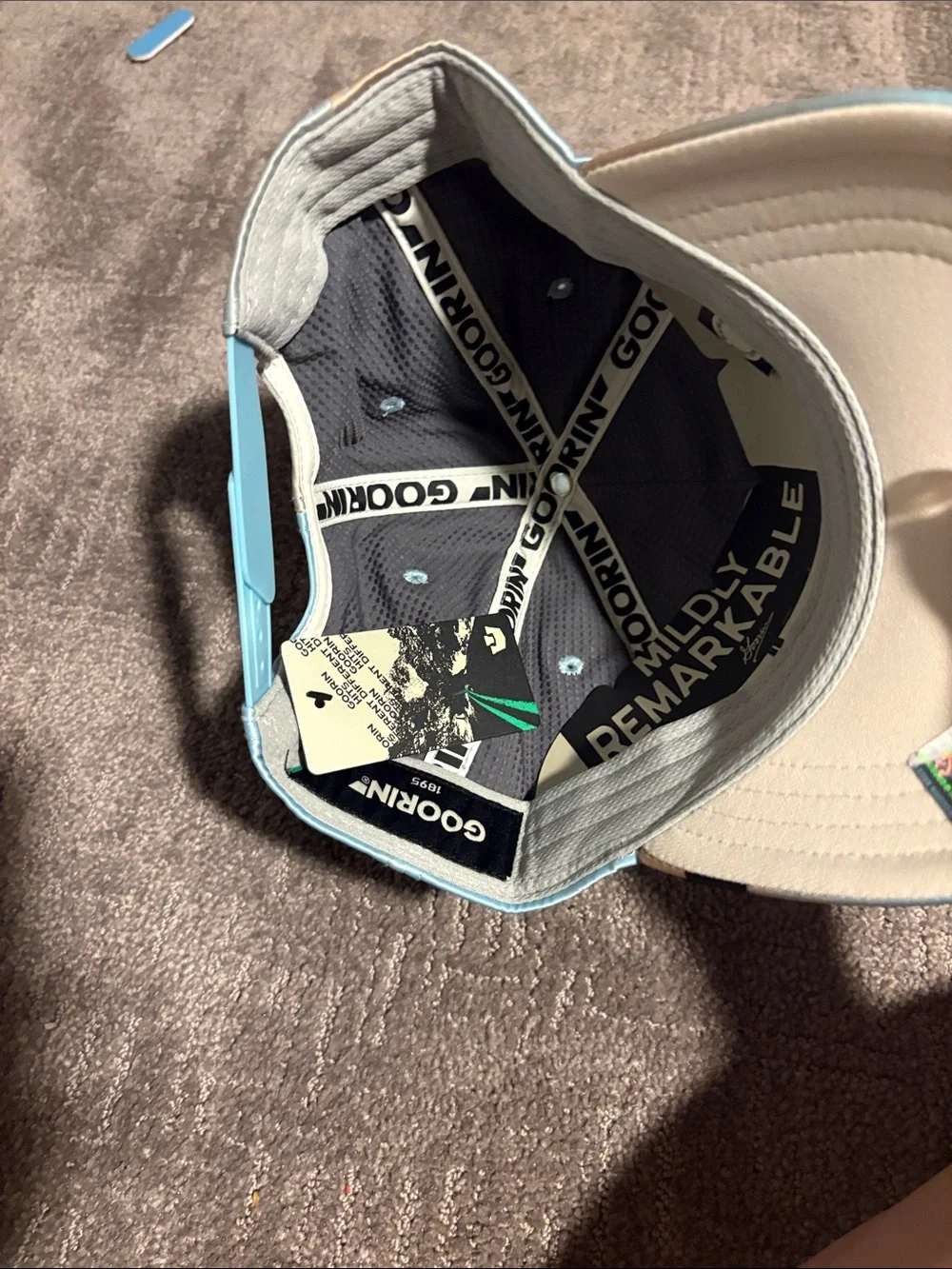 Goorin Bros Light Blue Satin Trucker Cap with Phoenix Patch